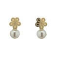 thumbnail image 1 of 18K Solid Yellow Gold Flower with Pearl Covered  Screwback Earrings, 1 of 3