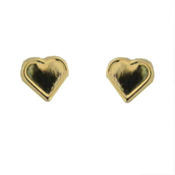 18K Solid Yellow Gold Heart Covered Screwback Earrings 6mm