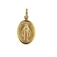 thumbnail image 1 of 18K Solid Yellow Gold Hollow Oval Miraculous Medal 0.63 x  0.49 inch, 1 of 2