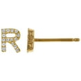 thumbnail image 1 of 18K Solid Yellow Gold Natural Diamond Initial 'R' Letter Mix & Match SINGLE Stud Earring (Half Pair), 1 of 4