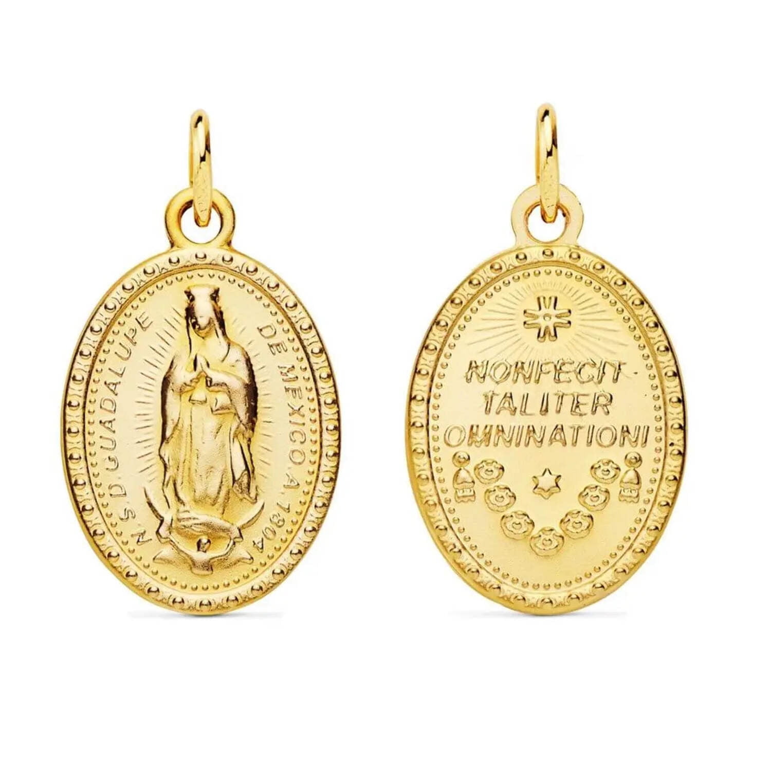 18K Solid Yellow Gold Our Lady of Guadalupe Oval Medal 20x15 mm ...