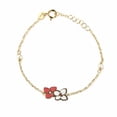 thumbnail image 1 of 18K Solid Yellow Gold Pink & White Enamel Flowers and Pearls Bracelet, 1 of 3