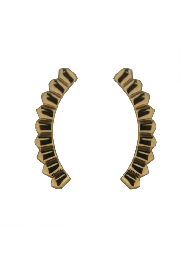 18K Solid Yellow Gold Polished Crawler Post Earrings