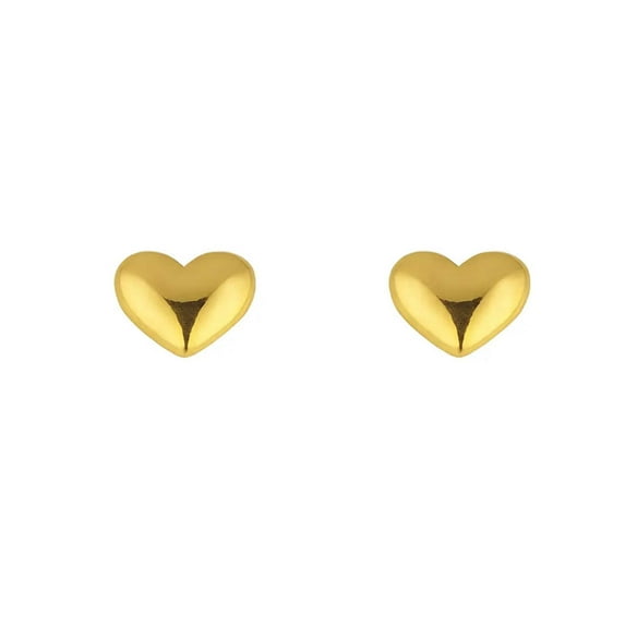 18K Solid Yellow Gold Polished Heart Post Earring