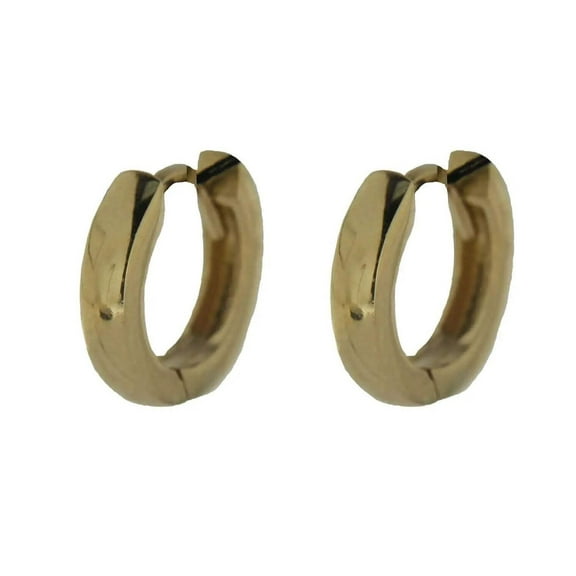 18K Solid Yellow Gold Polished Hinged Hoop Huggie Earrings 0.48 inch diameter