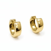 18K Solid Yellow Gold Polished Huggie medium Earrings 0.50 inch diameter x 0.18 inch