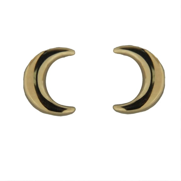 18K Solid Yellow Gold Polished Moon Covered Screw back Earrings