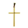 thumbnail image 1 of 18K Solid Yellow Gold Polished  Round Tube Cross 1.45 in., 1 of 3