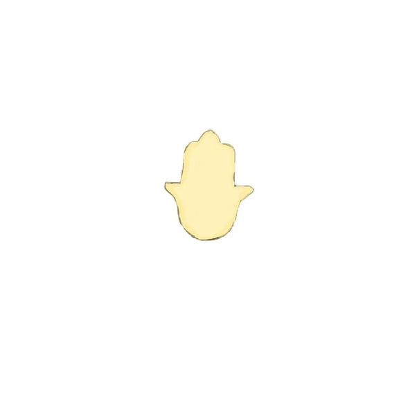 18K Solid Yellow Gold Polished Tiny Hamsa Hand Screwback Earring 11 mm post