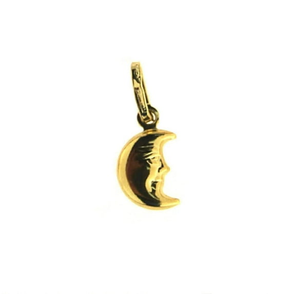 18K Solid Yellow Gold Puffy Medium Moon Pendant 0.42 x 0.28 x 0.11 inch