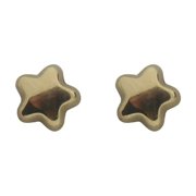 18K Solid Yellow Gold Puffy Polished Star Stud Covered Screw back Earrings