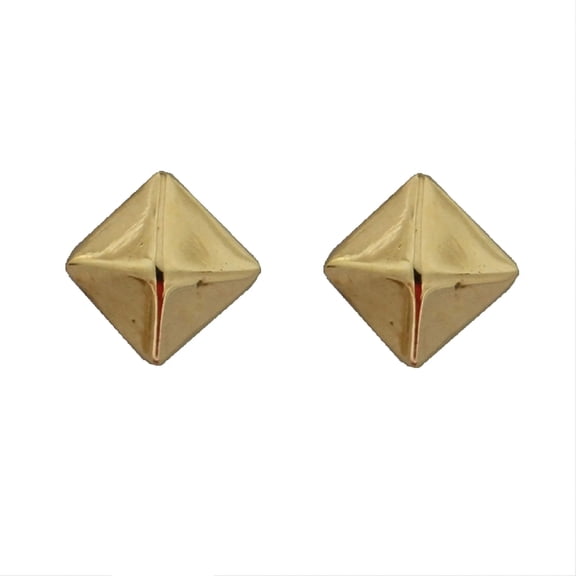 18K Solid Yellow Gold Pyramid Rock Stud Covered Screwback Earrings