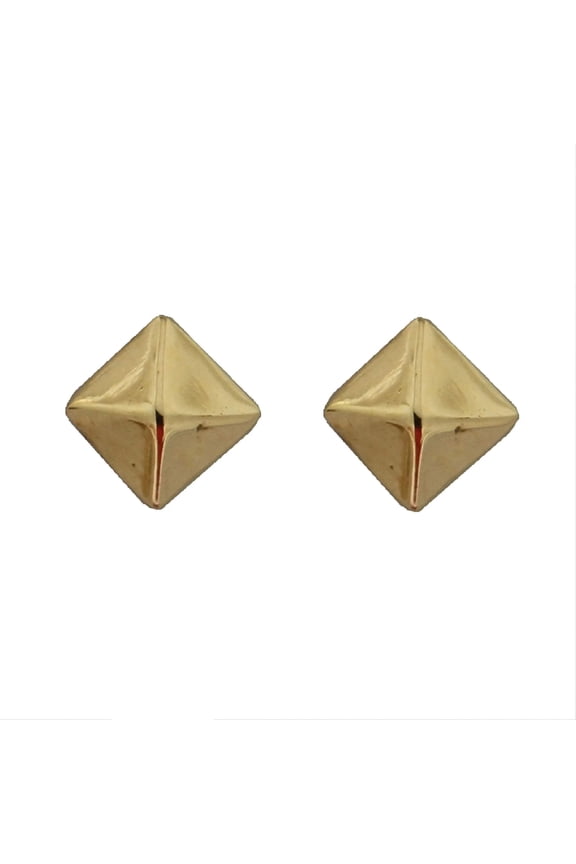 18K Solid Yellow Gold Pyramid Rock Stud Covered Screwback Earrings