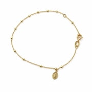 18K Solid Yellow Gold Rosary Denarius Style Miraculous Medal Bracelet