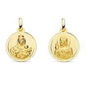18K Solid Yellow Gold Round Scapular Medal 16 mm