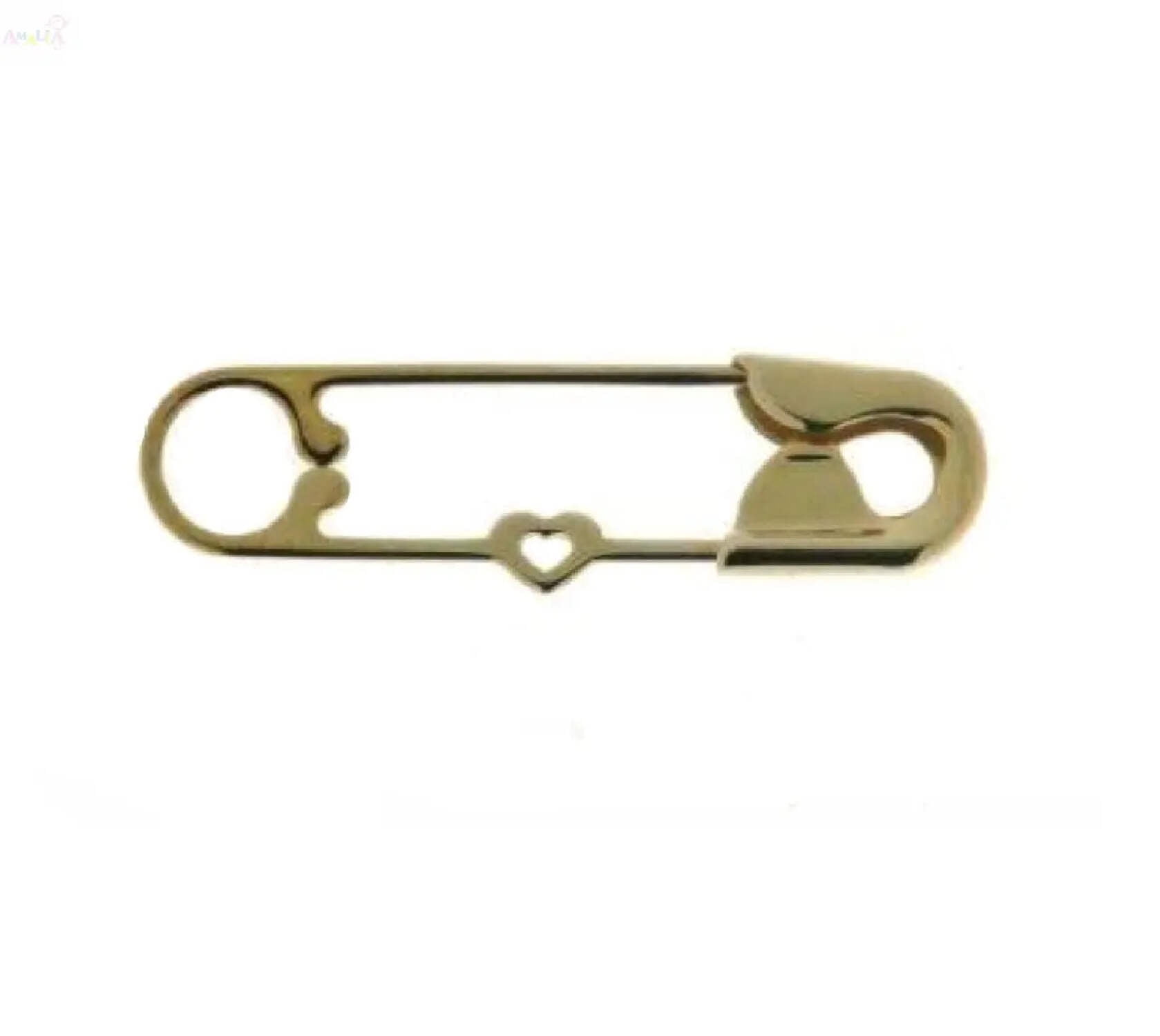 18K Solid Yellow Gold Safety Pin