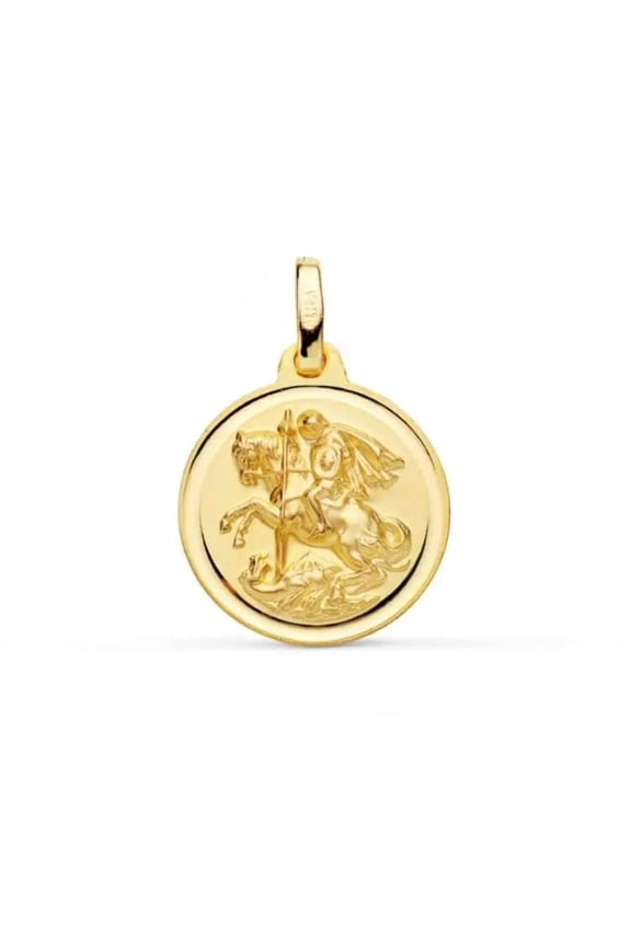 18K Solid Yellow Gold Saint George Medal 16mm.