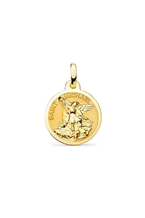 18K Solid Yellow Gold Saint Michael the Archangel (14mm)