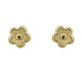 thumbnail image 1 of 18K Solid Yellow Gold Satin Flower Covered Screwback Earrings, 1 of 3