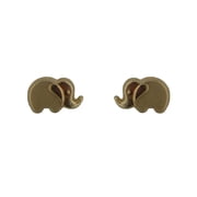 18K Solid Yellow Gold Satin and polished Elephant Covered Screwback Earrings