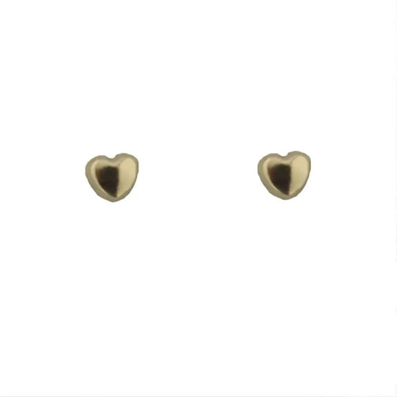18K Solid Yellow Gold Small Heart Covered Screwback Earrings