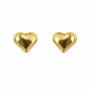 18K Solid Yellow Gold Small Heart Covered screwback Earrings