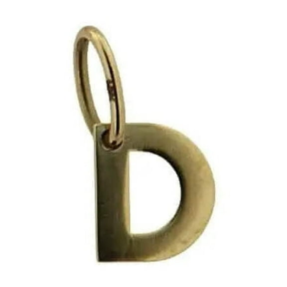 18K Solid Yellow Gold Small Letter D Pendant