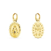 18K Solid Yellow Gold Small Miraculous Medal 12 x 9 mm