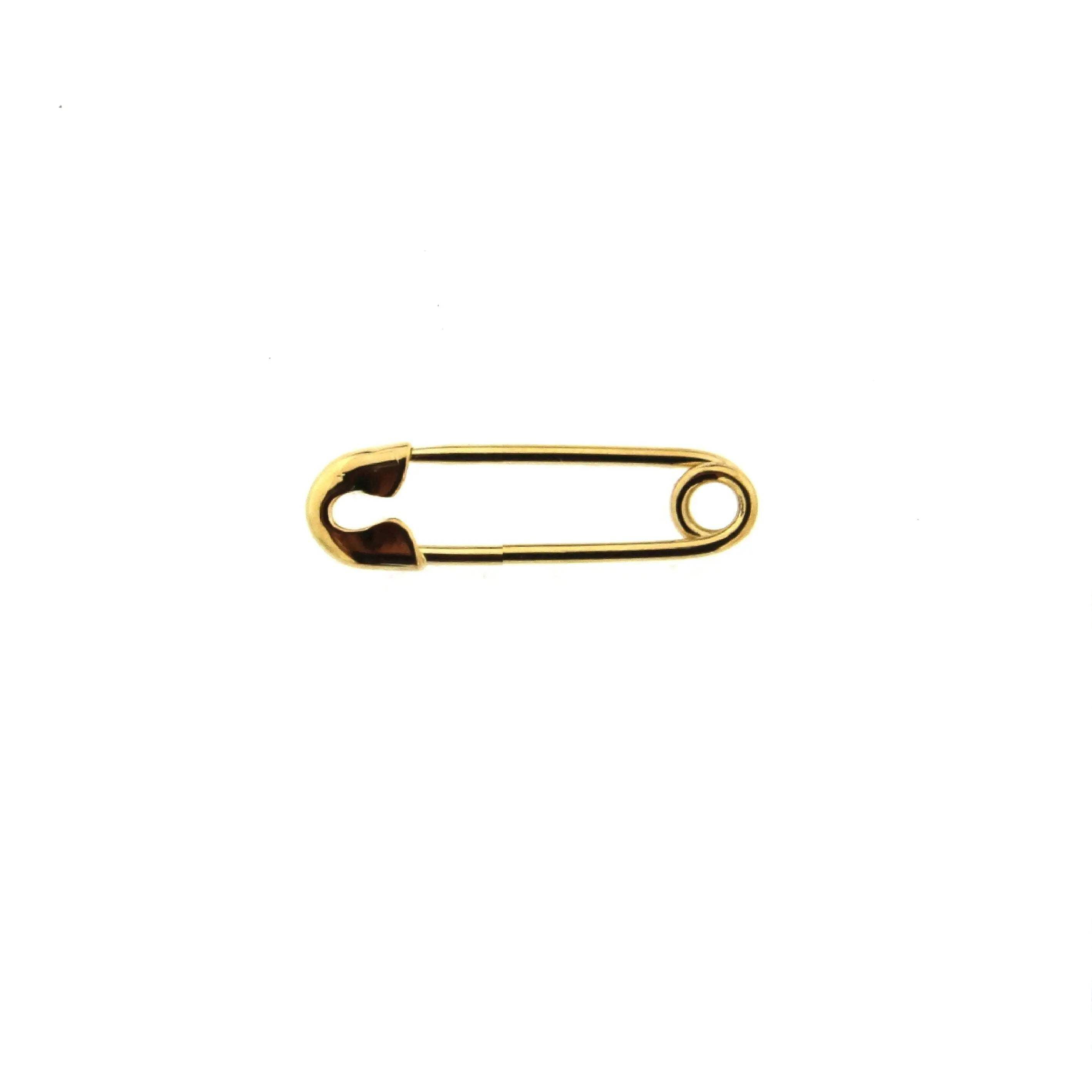 18K Solid Yellow Gold Small Safety Pin 0.75 inch