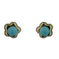 thumbnail image 1 of 18K Solid Yellow Gold Small Turquoise Star covered screwback earrings, 1 of 3