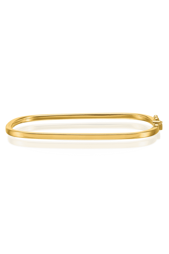 18K Solid Yellow Gold Square 2.7mm Hinged Bangle Bracelet