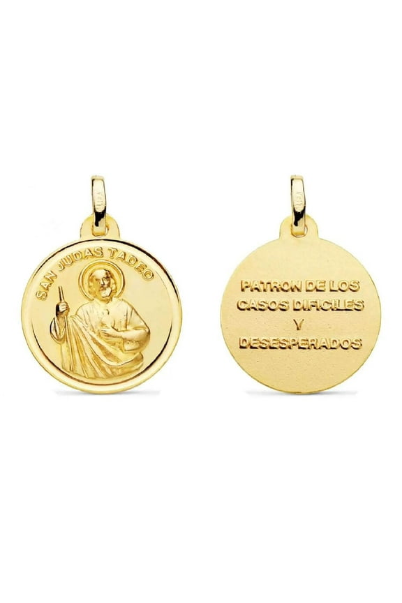18K Solid Yellow Gold St. Jude Thaddaeus Medal 18mm
