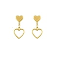 thumbnail image 1 of 18K Solid Yellow Gold Top Polished Heart and Dangle Open Heart Post Earrings, 1 of 5