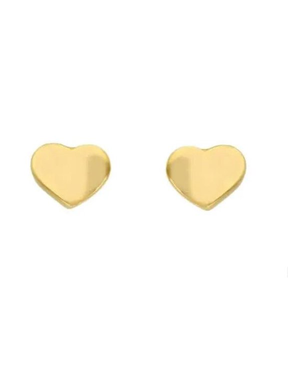 18K Solid Yellow Gold Wave shape Heart Post earrings