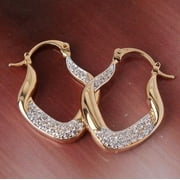 NATURE 18K Solid Yellow Gold White Gold Drop Dangle Crystal Earrings for Women Jewelry