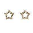 thumbnail image 1 of 18K Solid Yellow Gold Zircon Star Post Earrings, 1 of 3