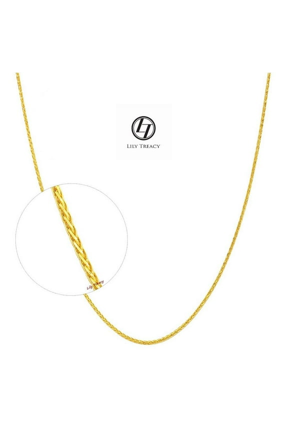 18K Solid Yellow OR White Gold Wheat Chain AU750 Diamond-cut Square Wheat Chain 18"