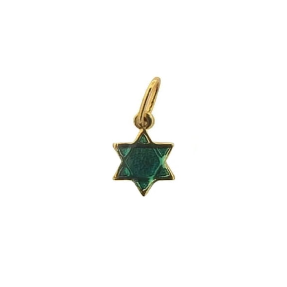 18K Solid yellow Tiny Enamel Star David pendant