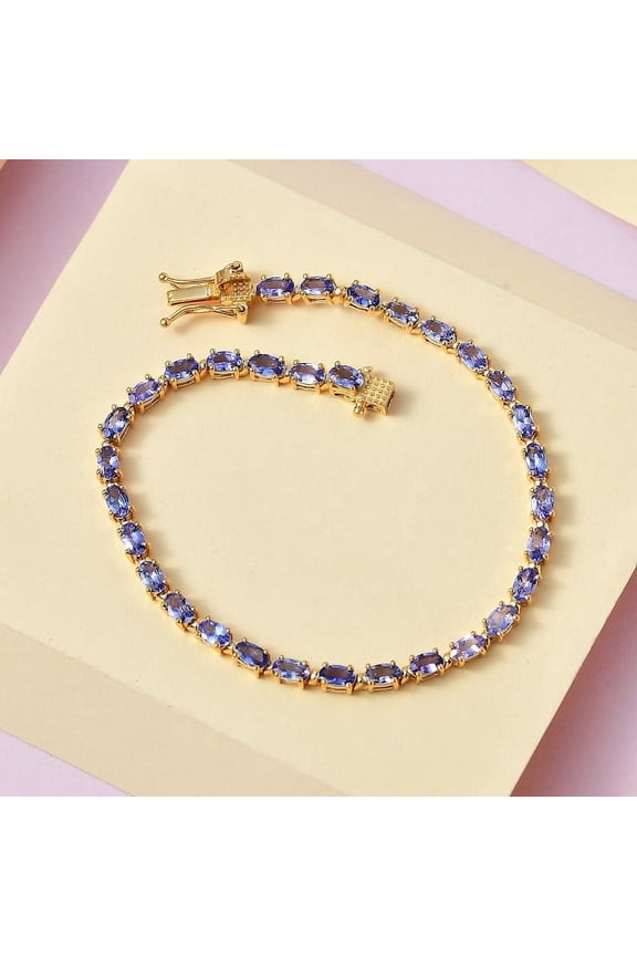 18K Tanzanite Tennis Bracelet For Women Silver Gold Anniversary Wedding Engagement Party Gift Mom