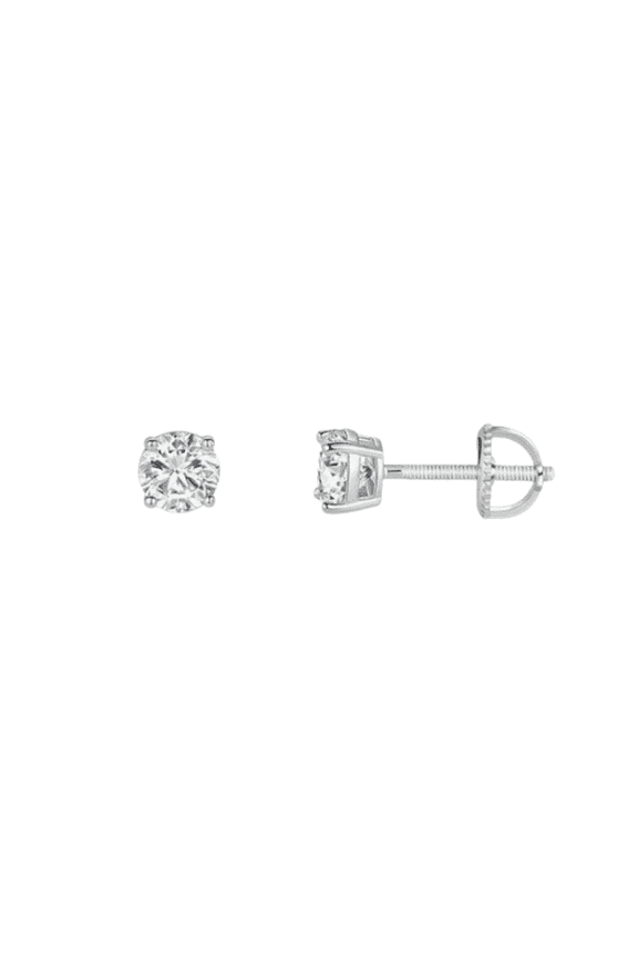 18K White Gold 1/2 Carat 4mm Round Moissanite Screw Back Stud Earrings Women Plated by Paris Jewelry