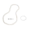 thumbnail image 1 of 18K White Gold 0.5 ct Pearl Round Plated Necklace, Bracelet and Earrings Set by Paris Jewelry, 1 of 3