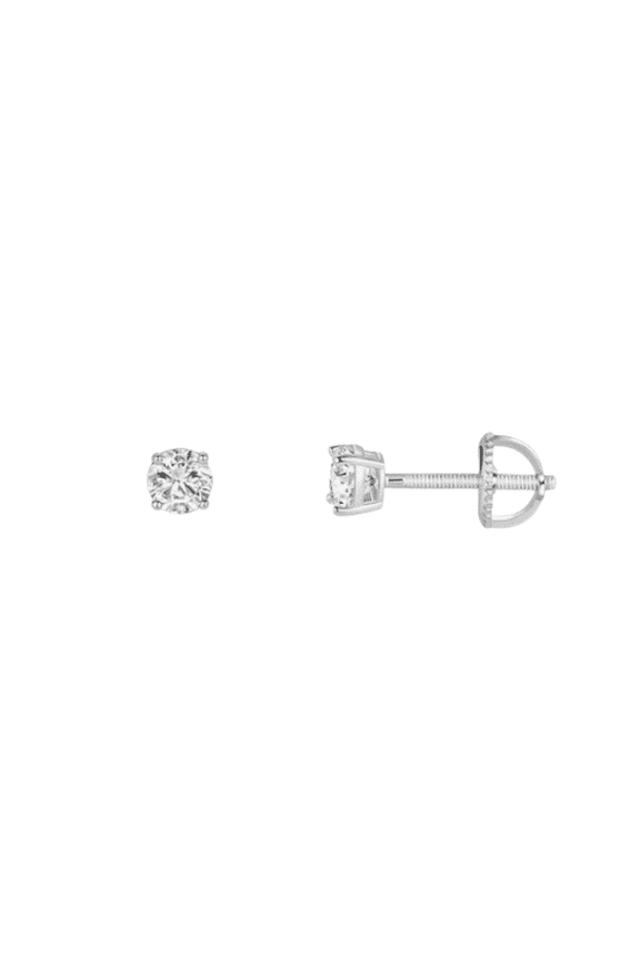 18K White Gold 1/4 Carat 3mm Round Moissanite Screw Back Stud Earrings Women Plated by Paris Jewelry