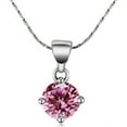 thumbnail image 1 of 18K White Gold 1 Carat Created Pink Sapphire Round Stud Necklace Plated 18 inch Adult Female, 1 of 4