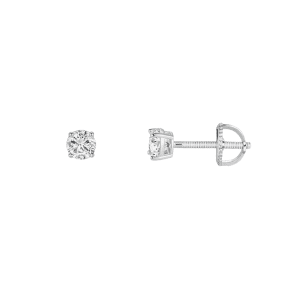 18K White Gold 2 Carat 3mm Round Moissanite Screw Back Stud Earrings Women Plated by Paris Jewelry
