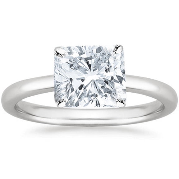 18K White Gold 3/4 Carat Lab Grown Solitaire Cushion Cut Hidden Halo IGI Diamond Engagement Ring (0.75 Ct,H-I VS2-SI1