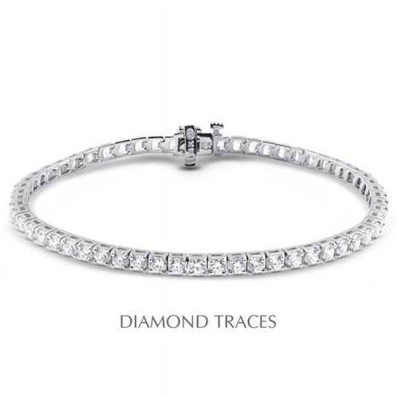 18K White Gold 4-Prong Setting, 3.00 Carat Total Natural Diamonds Square Head Tennis Bracelet