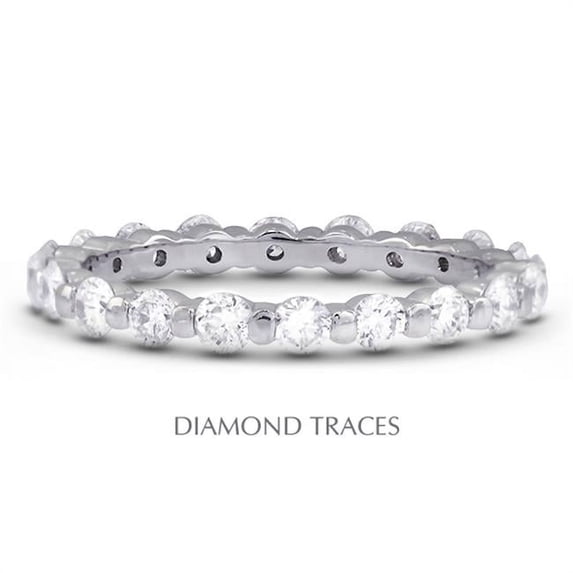 18K White Gold Bar Setting 1.06 Carat Total Natural Diamonds Classic Eternity Ring