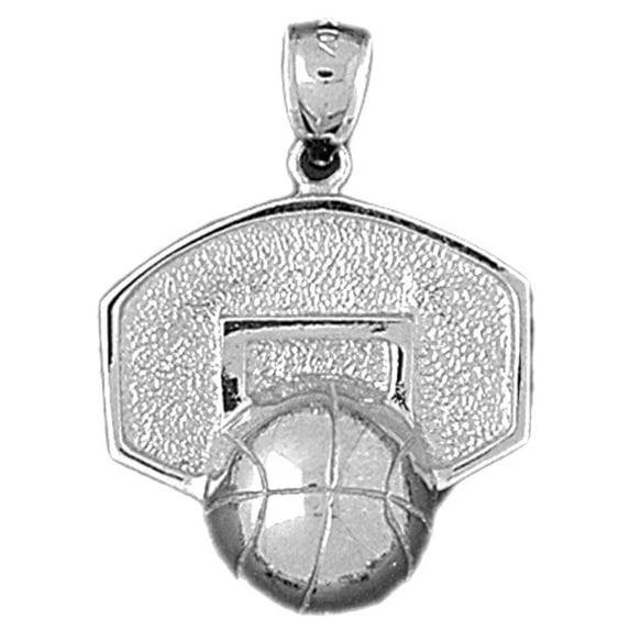 18K White Gold Basketball Basket Pendant - 31 mm