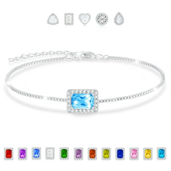 APSVO 18K White Gold Plated Bracelets for Women Girls S925 Sterling Silver December Birthstone Bracelets with Blue Tanzanite Birthday Valentines Day Jewelry Gifts Teen Her Mom Wife Adults Kids Ideas