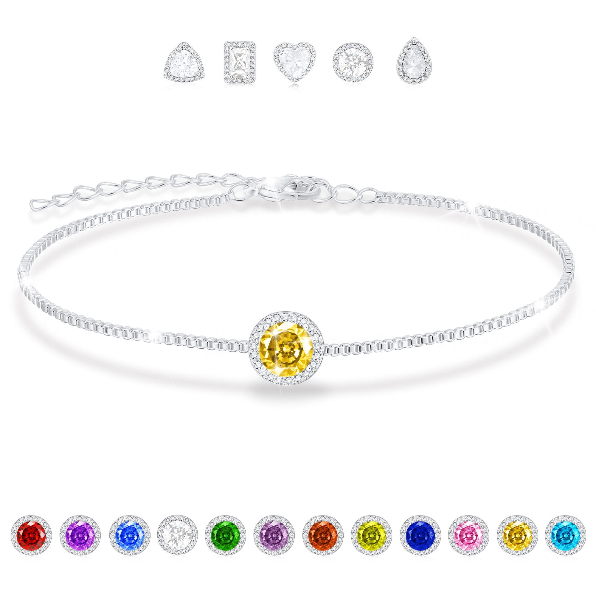 November Birthday Charm Yellow Cubic Zirconia Nontarnish Sterling Silver November Birthday Charm Yellow Cubic Zirconia Nontarnish Sterling Silver